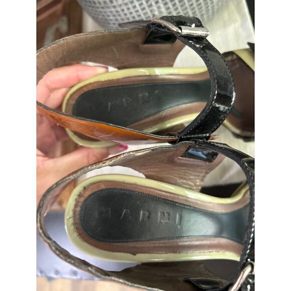Marni Leather Colorblock Peep Toe Sandals Multicolor Womens Size 36.5 - Picture 8 of 11